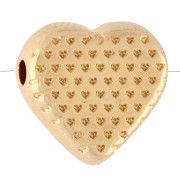 Perla a forma di cuore 9x10 mm con resina epossidica - Dorata con oro fino - Rosso chiaro x1