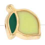 Perla al limone 10x12 mm con resina epossidica - Dorato con oro fino - Giallo x1