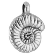 Ciondolo a conchiglia a spirale da 9 mm - Placcatura in argento fino invecchiato x1