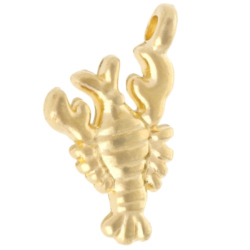 Ciondolo aragosta 15x8,5 mm - Dorato in oro fino x1