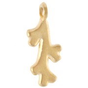 Ciondolo in corallo 16x7 mm - Dorato in oro fino x1