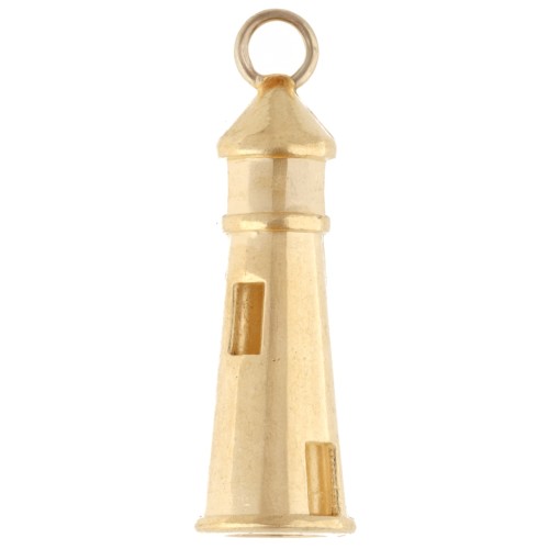 Ciondolo a forma di faro 25x8 mm - Dorato in oro fino x1