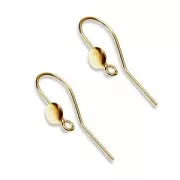 Uncini per orecchini 17 mm e disco 4,5 mm  Argento 925 dorato con oro fino x2