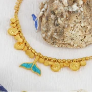 Ciondolo rotondo irregolare martellato da 6 mm - Dorato con oro fino x5