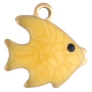 Mini ciondolo a forma di pesce 10 mm con epossidico - Acciaio inossidabile 304 Gold - Giallo x1