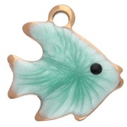 Ciondolo a forma di pesce da 10 mm con resina epossidica - Acciaio inossidabile 304 Dorato - Verde x1