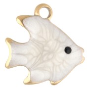 Mini ciondolo a forma di pesce 10 mm con resina epossidica - Acciaio inossidabile 304 Gold - Bianco x1