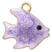 Ciondolo a forma di pesce da 10 mm con resina epossidica - Acciaio inossidabile 304 Dorato - Malva x1
