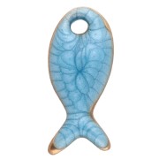 Ciondolo a forma di pesce 10x5 mm con resina epossidica - Acciaio inossidabile 304 - Blu x1