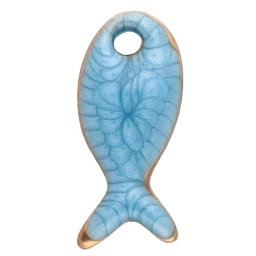 Ciondolo a forma di pesce 10x5 mm con resina epossidica - Acciaio inossidabile 304 - Blu x1