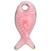 Ciondolo a forma di pesce 10x5 mm con resina epossidica - Acciaio inossidabile 304 - Rosa x1