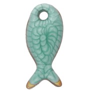 Ciondolo a forma di pesce 10x5 mm con resina epossidica - Acciaio inox 304 - Verde x1
