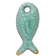 Ciondolo a forma di pesce 10x5 mm con resina epossidica - Acciaio inox 304 - Verde x1