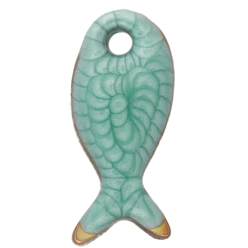 Ciondolo a forma di pesce 10x5 mm con resina epossidica - Acciaio inox 304 - Verde x1