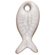 Ciondolo a forma di pesce 10x5 mm con resina epossidica - Acciaio inossidabile 304 - Bianco x1