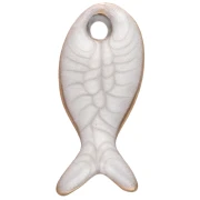 Ciondolo a forma di pesce 10x5 mm con resina epossidica - Acciaio inossidabile 304 - Bianco x1