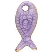 Ciondolo a forma di pesce 10x5 mm con resina epossidica - Acciaio inossidabile 304 - Viola x1