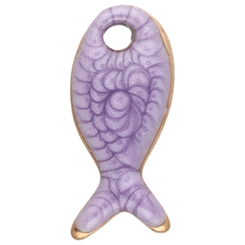 Ciondolo a forma di pesce 10x5 mm con resina epossidica - Acciaio inossidabile 304 - Viola x1