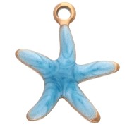 Ciondolo a forma di stella marina 12x11 mm con resina epossidica - Acciaio inossidabile 304 - Blu x1