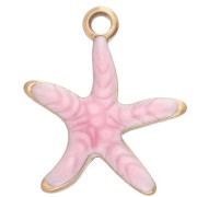 Ciondolo a forma di stella marina 12x11 mm con epossidica - Acciaio inossidabile 304 - Rosa x1