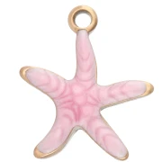 Ciondolo a forma di stella marina 12x11 mm con epossidica - Acciaio inossidabile 304 - Rosa x1