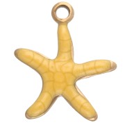 Ciondolo a forma di stella marina 12x11 mm con resina epossidica - Acciaio inossidabile 304 - Giallo x1