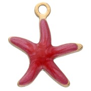 Ciondolo a forma di stella marina 12x11 mm con epossidica - Acciaio inossidabile 304 - Rosso x1