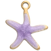 Ciondolo a forma di stella marina 12x11 mm con resina epossidica - Acciaio inox 304 - Viola x1