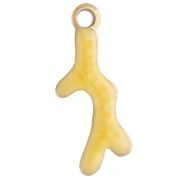 Mini ciondolo in corallo 13x5 mm con resina epossidica - Acciaio inossidabile 304 Gold - Giallo x1