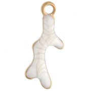 Mini ciondolo in corallo 13x5 mm con resina epossidica - Acciaio inossidabile 304 Gold - Bianco x1