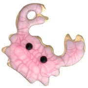 Charm Mini Granchio 11,5x11 mm con resina epossidica - Acciaio inossidabile 304 oro - Rosa x1