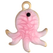 Charm Mini Octopus 12x10 mm con resina epossidica - Acciaio inossidabile 304 oro - Rosa x1