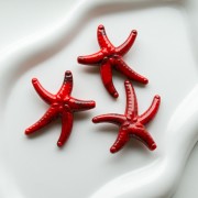 Perla stella marina in acrilico 37x43 mm - Rosso - Nero marmorizzato x1