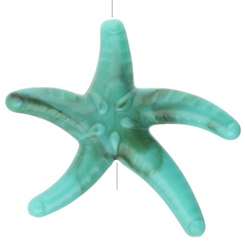Perla stella marina in acrilico 37x43 mm - Turchese - Marrone marmorizzato x1