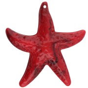 Ciondolo a forma di stella marina, 49x45 mm, acrilico - Rosso - Nero marmorizzato x1