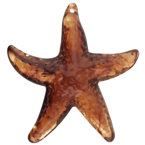 Ciondolo a forma di stella marina, 49x45 mm, acrilico - Marrone marmorizzato x1