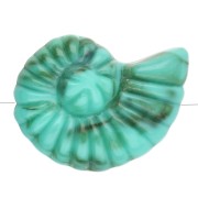 Perlina 20x16 mm in acrilico con guscio di lumaca - verde turchese marmorizzato x1