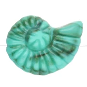 Perlina 20x16 mm in acrilico con guscio di lumaca - verde turchese marmorizzato x1