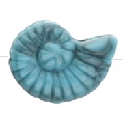 40x30 mm Perlina acrilica con guscio di lumaca - Turchese marmorizzato x1