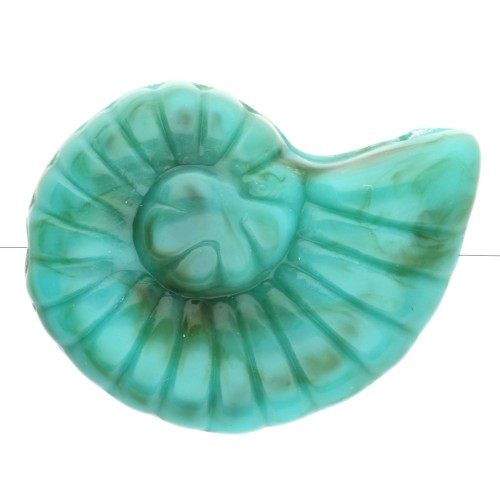40x30 mm Perlina in acrilico con guscio di lumaca - verde turchese marmorizzato x1
