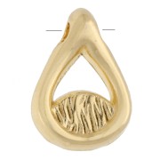 Ciondolo a goccia 10x7 mm con motivo a occhio in resina epossidica - Dorato con oro fino - Bianco x1