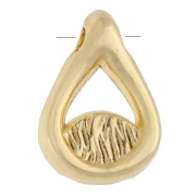 Ciondolo a goccia 10x7 mm con motivo a occhio in resina epossidica - Dorato con oro fino - Bianco x1