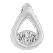 Ciondolo a goccia 10x7 mm con motivo a occhio in resina epossidica - Placcatura in argento fine invecchiato - Bianco