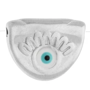 Perla a semicerchio 11x14 mm con motivo a occhio e resina epossidica - Placcatura in argento fine invecchiato - Bianco