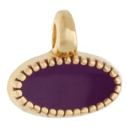 Mini ciondolo ovale 8x9 mm con resina epossidica - Dorato con oro fino - Viola x1