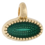 Mini ciondolo ovale 8x9 mm con resina epossidica - Dorato con oro fino - Verde x1