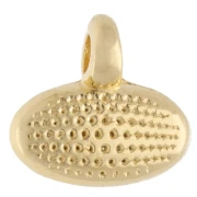 Mini ciondolo ovale 8x9 mm con resina epossidica - Dorato con oro fino - Verde x1