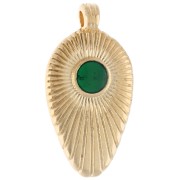 Pendente a punta striato 25x13 mm con resina epossidica - Dorato con oro fino - Verde x1|raw }}