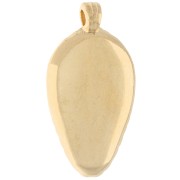 Pendente a punta striato 25x13 mm con resina epossidica - Dorato con oro fino - Verde x1