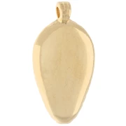Pendente a punta striato 25x13 mm con resina epossidica - Dorato con oro fino - Verde x1